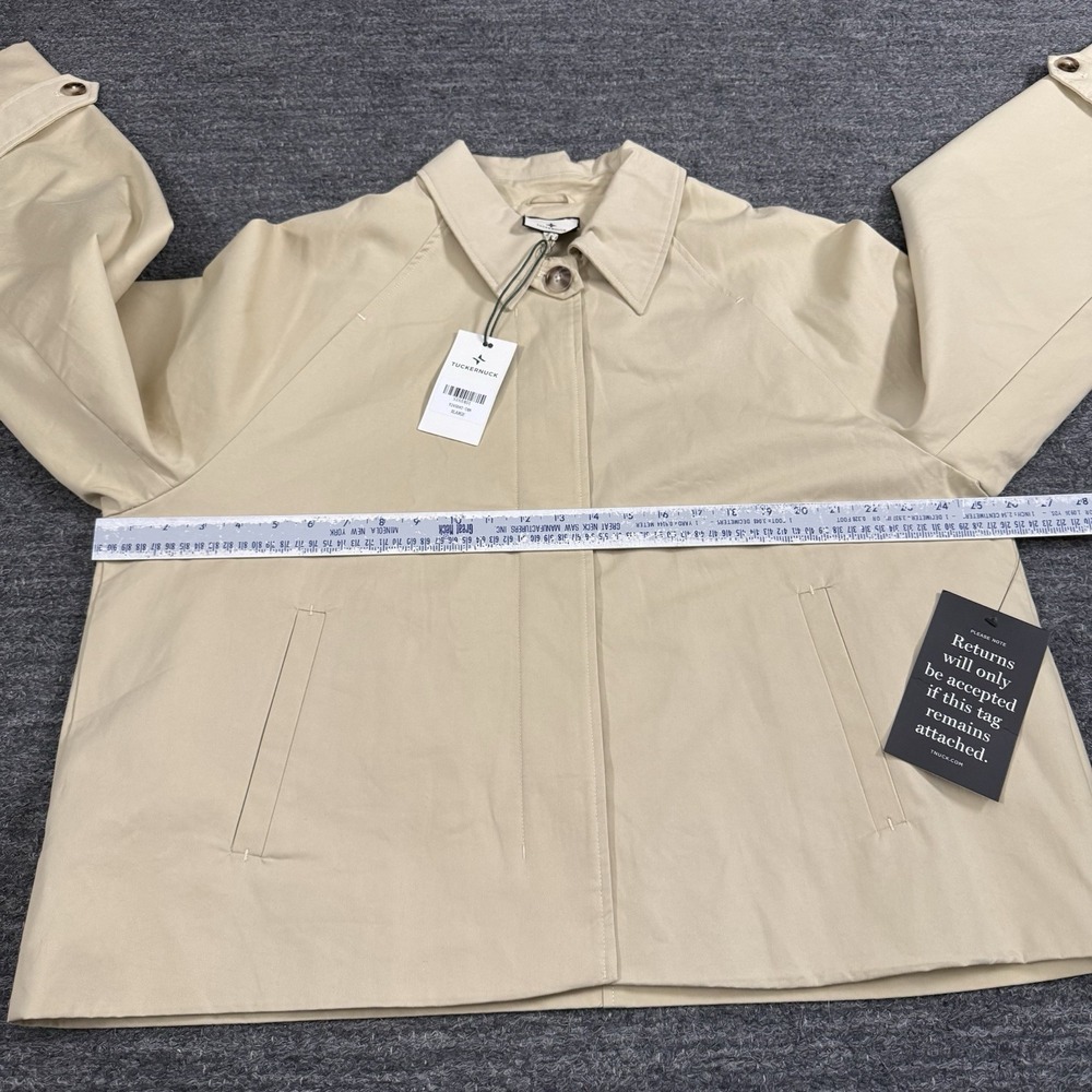 Tuckernuck Khaki Drew Short Trench Coat Women XL Boxy Oversized Button Front NEW - Picture 12 of 15